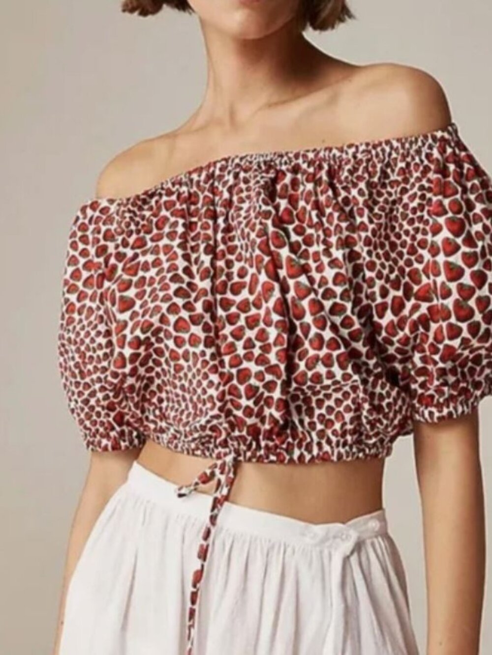NWOT J. Crew Cinced Waist Strawberry Crop Top Size S